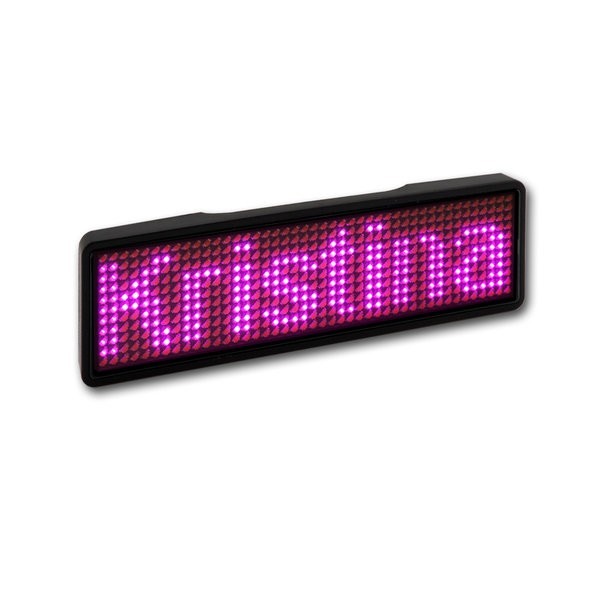 LED Laufschrift Name Tag 11x44 Pixel USB - Rahmen: schwarz - LED: pink