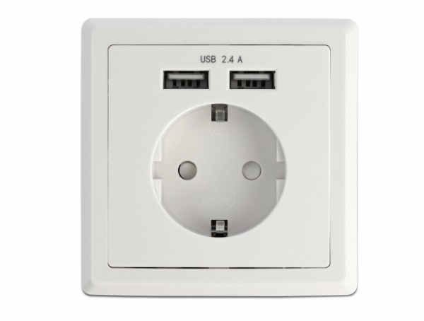 Einbausteckdose mit 2 x USB Typ-A Ladeport 2,4 A